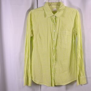 J Crew Womens XS Lime Plaid Long SLeeve Button Up Perfect Shirt